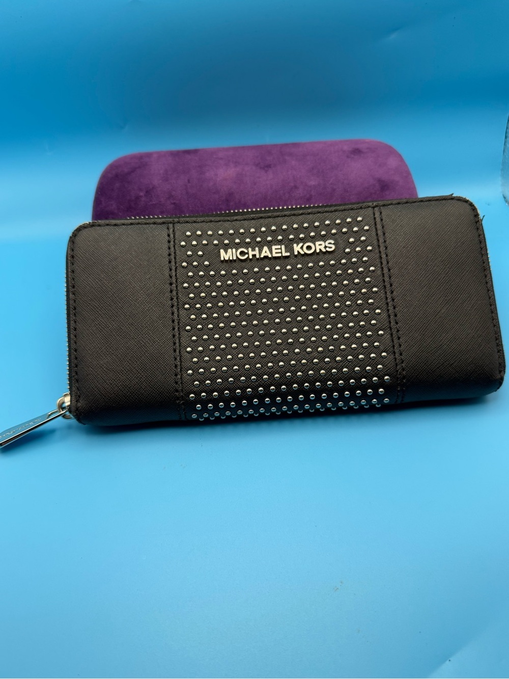 Black Michael Kors Saffiano Leather Long Wallet